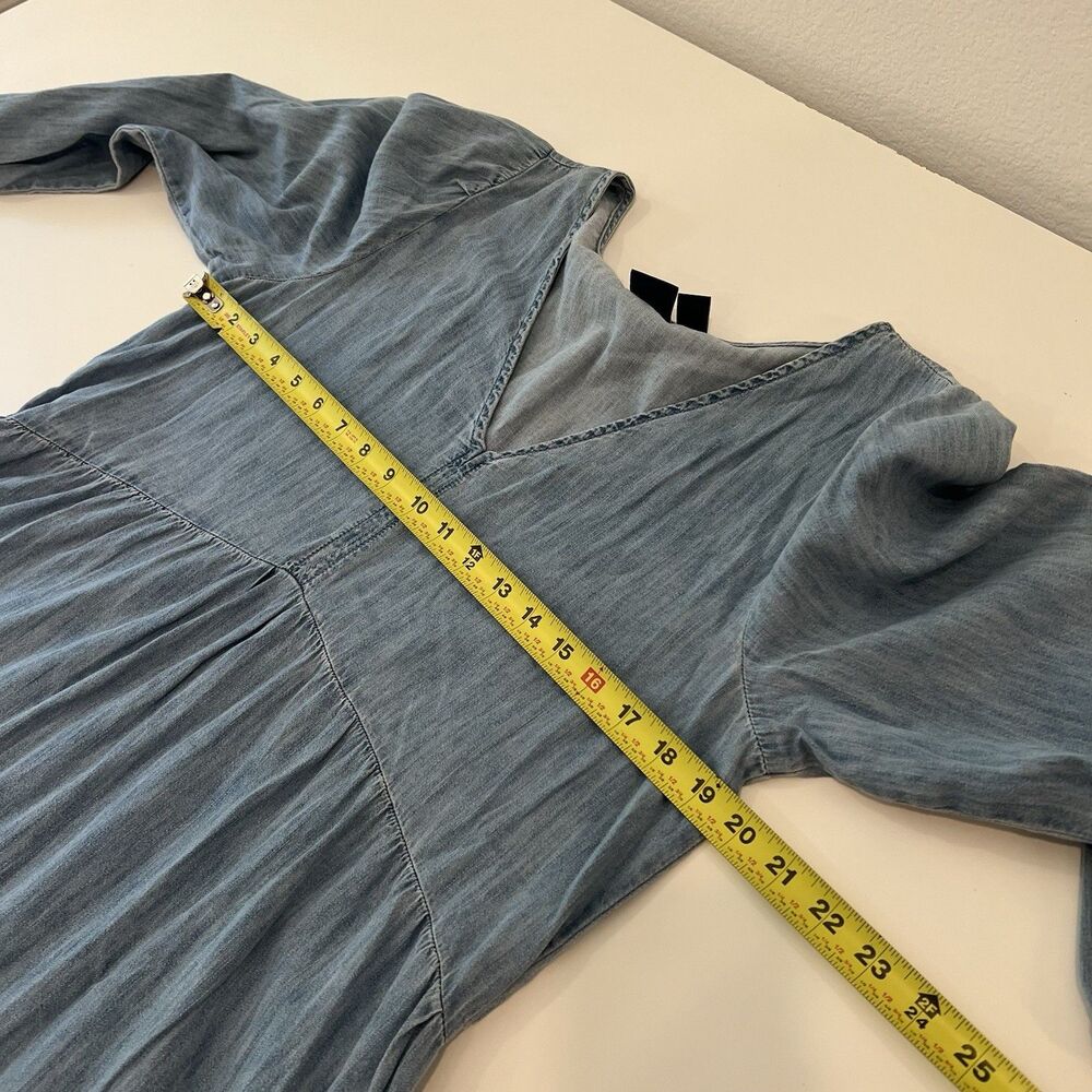 Gap Women’s 100% Cotton Denim Tiered Dress with Washwell Blue M Tall Western - Picture 7 of 8